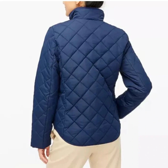 J. Crew Women’s Navy Diamond Quilted Puffer Utility Jacket Sz S - Picture 2 of 10